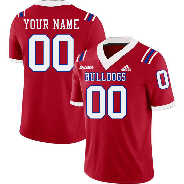 Custom Louisiana Tech Bulldogs Player's Name And Number Football Jersey-Red